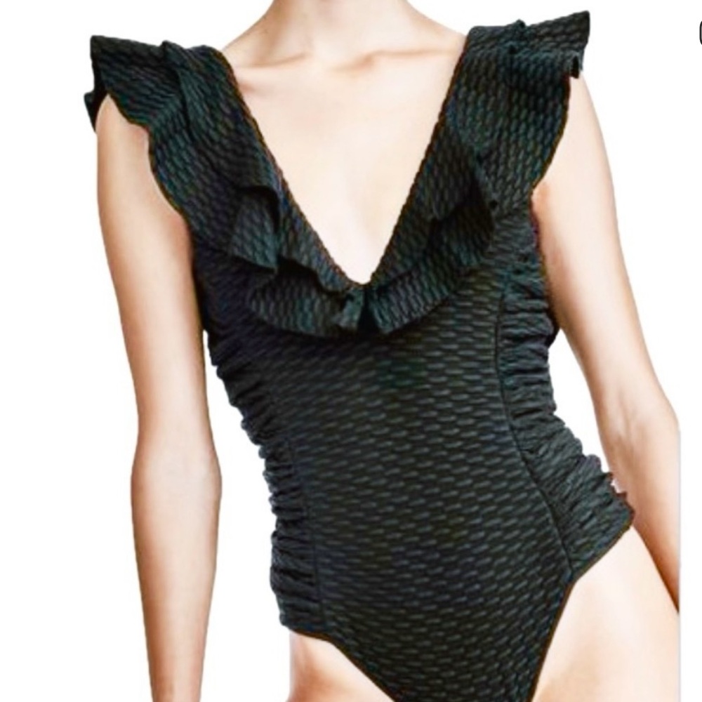 DEVON WINDSOR Elegant Black Textured One Piece - Picture 4 of 7
